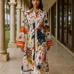 Bohemian Starburst Long Sleeve Maxi Dress